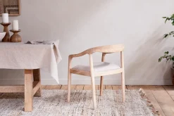 Anbu Mango Wood Upholstered Dining Chair - Natural