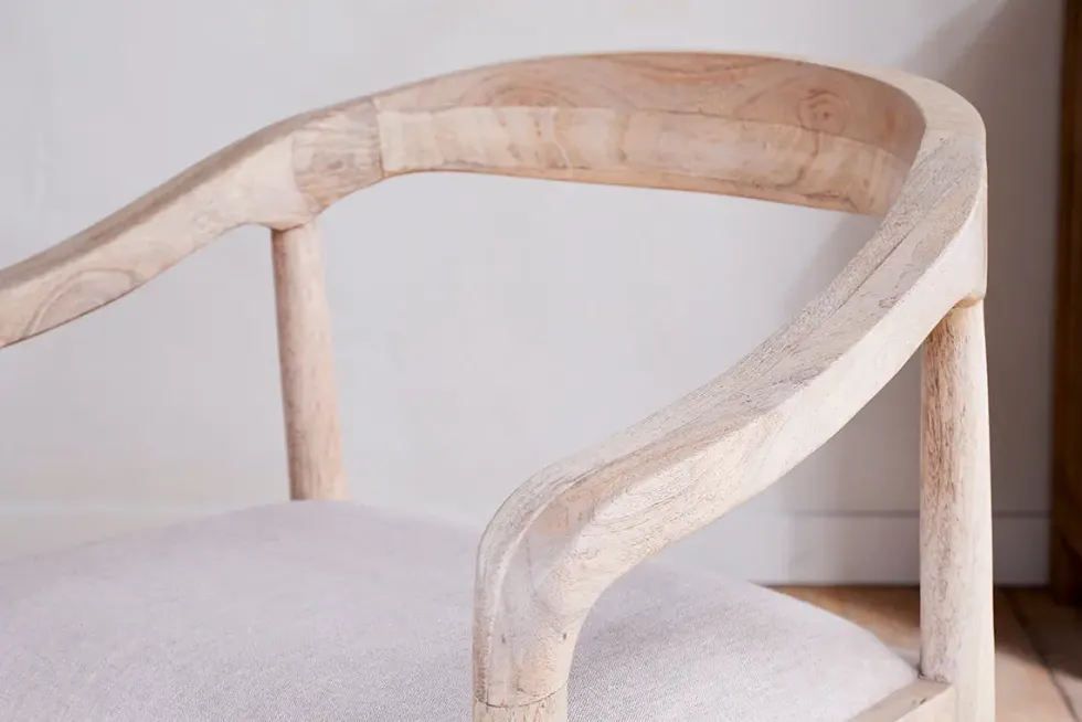 Anbu Mango Wood Upholstered Dining Chair - Natural