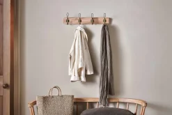 Ankita Mango Wood & Iron Hooks - Natural & Antique Brass - Small