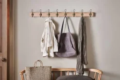 Ankita Mango Wood & Iron Hooks - Natural & Antique Brass - Large