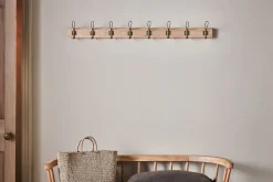 Ankita Mango Wood & Iron Hooks - Natural & Antique Brass - Large