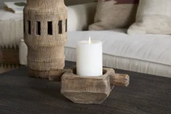 Apu Reclaimed Wood Traditional Candle Holder - Natural