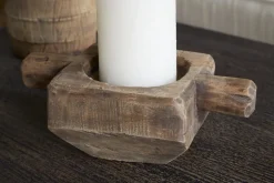 Apu Reclaimed Wood Traditional Candle Holder - Natural