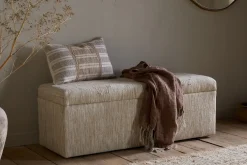 Aranya Cotton & Jute Upholstered Storage Bench - Natural