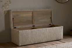 Aranya Cotton & Jute Upholstered Storage Bench - Natural