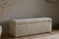 Aranya Cotton & Jute Upholstered Storage Bench - Natural