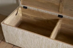 Aranya Cotton & Jute Upholstered Storage Bench - Natural