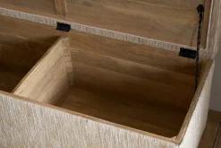 Aranya Cotton & Jute Upholstered Storage Bench - Natural