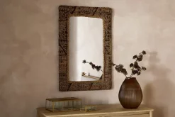 Arjun Upholstered Rectangular Wall Mirror - Natural