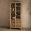 Artha Mango Wood & Glass Tall Cabinet - Natural