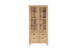 Artha Mango Wood & Glass Tall Cabinet - Natural
