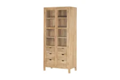 Artha Mango Wood & Glass Tall Cabinet - Natural