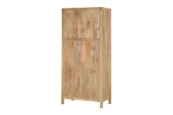 Artha Mango Wood & Glass Tall Cabinet - Natural