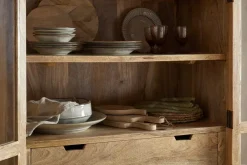 Artha Mango Wood & Glass Tall Cabinet - Natural