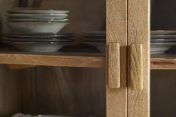 Artha Mango Wood & Glass Tall Cabinet - Natural