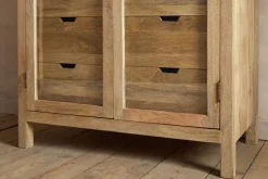 Artha Mango Wood & Glass Tall Cabinet - Natural