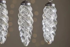 Athardi Drop Bauble - Antique Silver - (Set of 4)