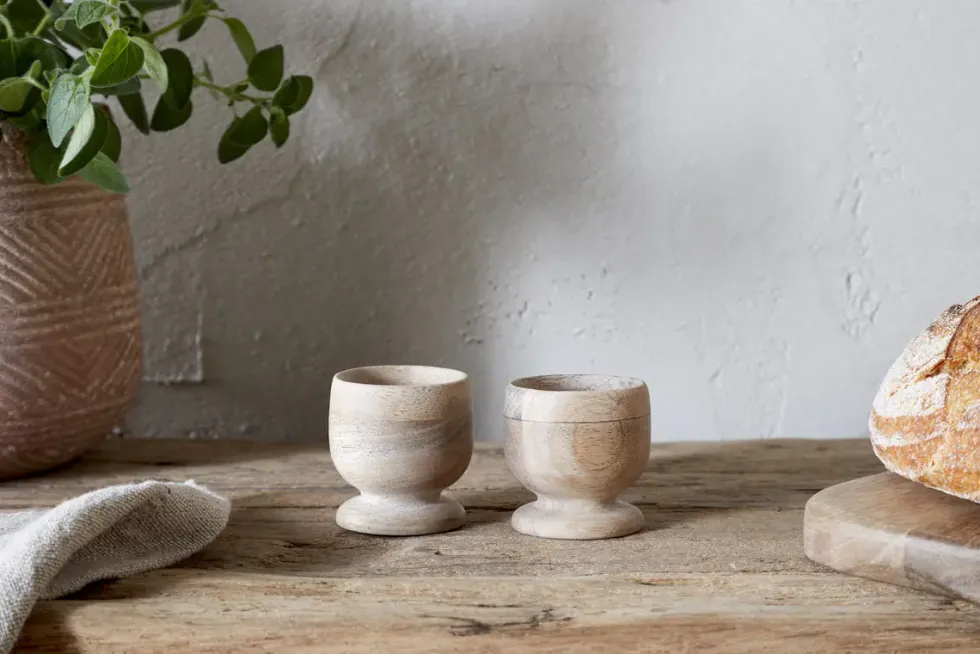Awa Wooden Egg Cup - Natural - (Set of 2)