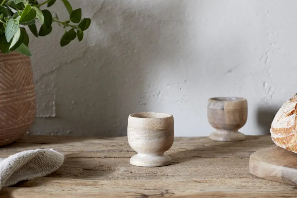 Awa Wooden Egg Cup - Natural - (Set of 2)