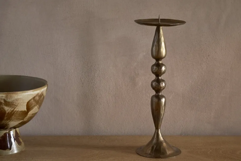 Ayo Pillar Candle Holder - Brass