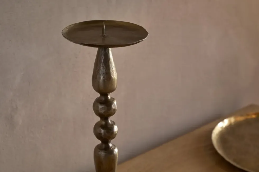 Ayo Pillar Candle Holder - Brass