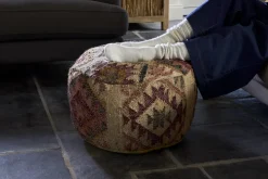 Barir Kilim Upholstered Pouf - Multi