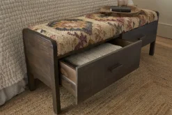 Barir Mango Wood Upholstered Storage Bench - Chocolate Brown