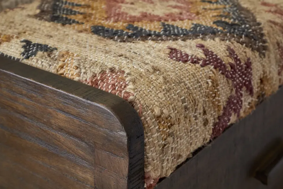 Barir Mango Wood Upholstered Storage Bench - Chocolate Brown