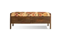 Barir Mango Wood Upholstered Storage Bench - Chocolate Brown