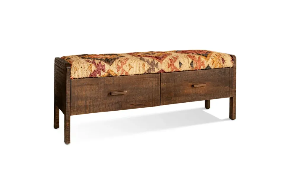 Barir Mango Wood Upholstered Storage Bench - Chocolate Brown