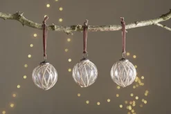 Bayana Woven Baubles - Natural & Clear - (Set of 3)