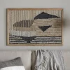 Birala Large Textured Wall Art - Natural & Dark Blue