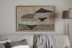 Birala Large Textured Wall Art - Natural & Dark Blue