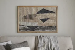 Birala Large Textured Wall Art - Natural & Dark Blue