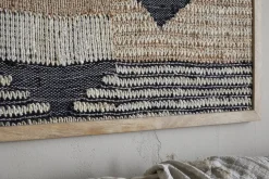 Birala Large Textured Wall Art - Natural & Dark Blue