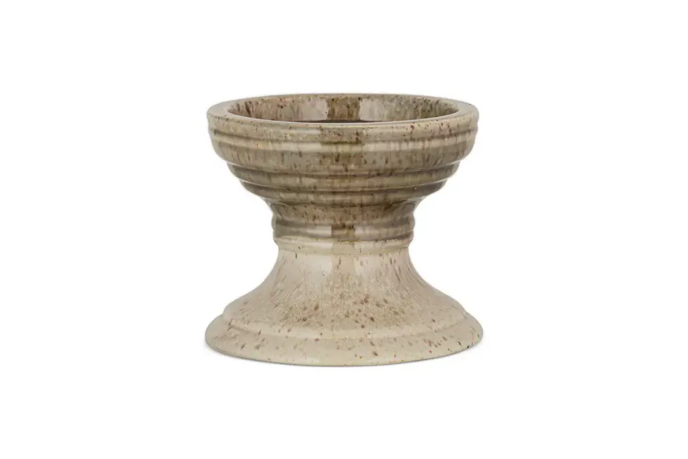 Cabra Reactive Glaze Candle Holder - Olive & Natural