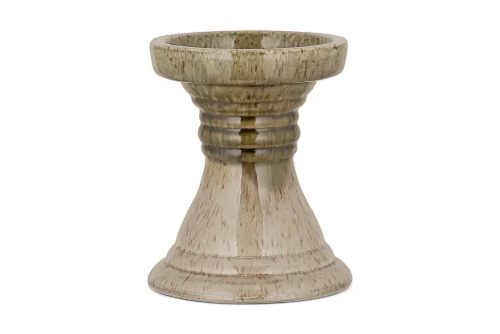 Cabra Reactive Glaze Candle Holder - Olive & Natural