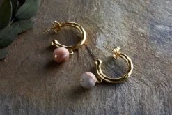 Cerita Rhodochrosite Earrings - Rhodochrosite & Gold