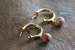 Cerita Rhodochrosite Earrings - Rhodochrosite & Gold