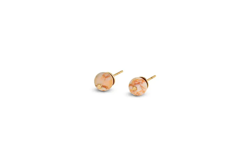 Cerita Rhodochrosite Stud Earrings - Rhodochrosite & Gold