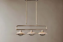 Chakai Mango Wood Pendant Lamp - Natural & Antique Brass
