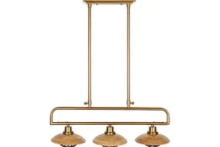Chakai Mango Wood Pendant Lamp - Natural & Antique Brass