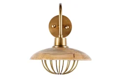 Chakai Mango Wood Wall Lamp - Natural & Antique Brass