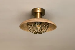 Chakai Wood & Metal Flush Ceiling Light