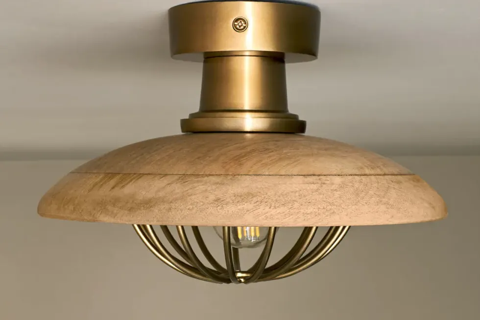 Chakai Wood & Metal Flush Ceiling Light