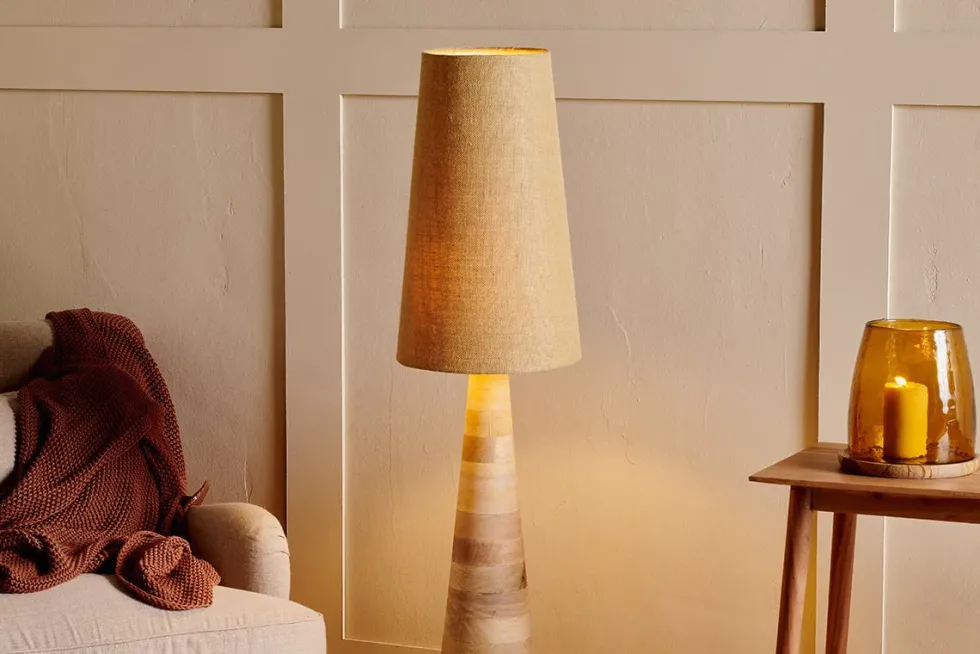 Chameli Tapered Mango Wood Floor Lamp