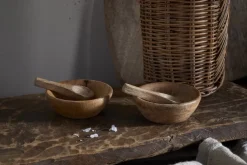 Daruka Salt & Pepper Dipping Bowls with Spoons - Natural