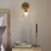 Davika Ribbed Glass Task Wall Lamp - Clear & Antique Brass
