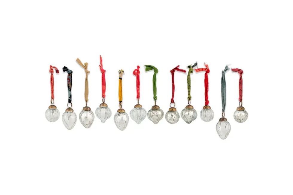Dew Drop Baubles - Silver & Clear - (Set of 12)