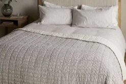 Dipti Cotton & Linen Block Print Bed Quilt - Charcoal